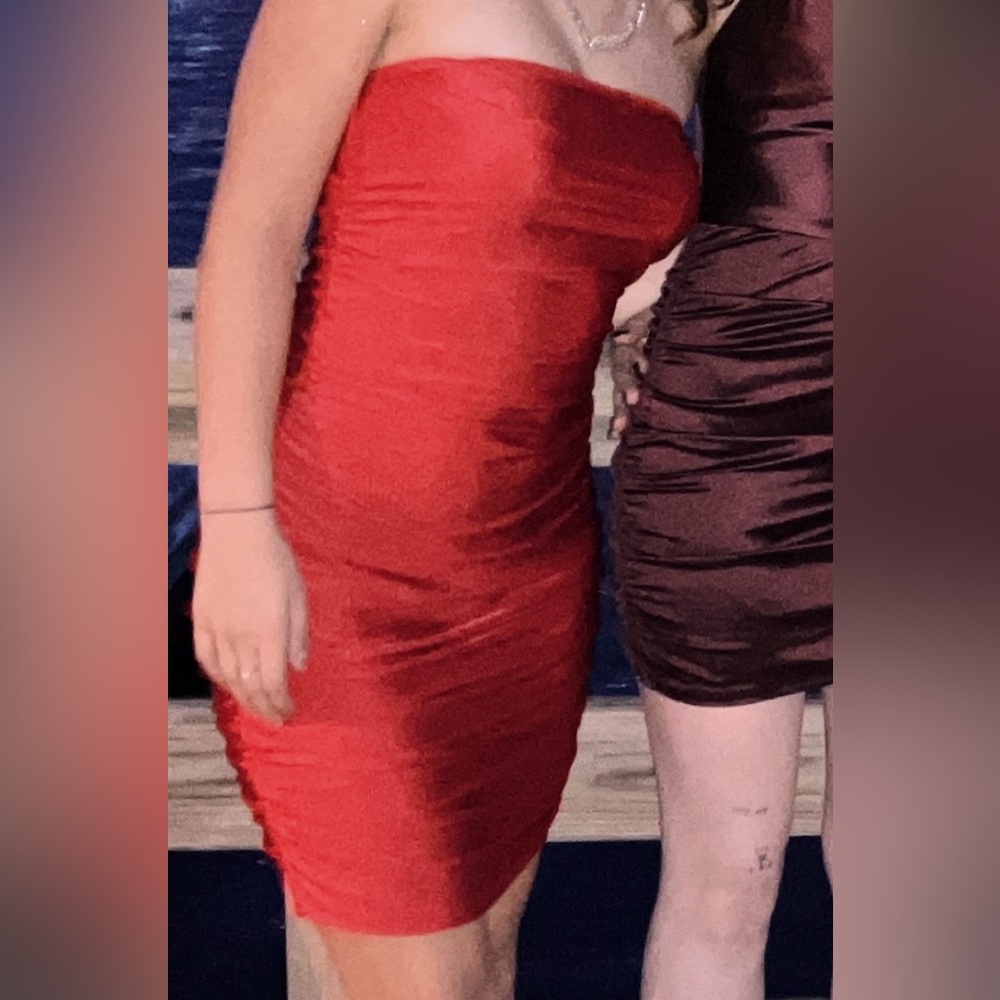 SHEIN Red Strapless Cocktail Dress